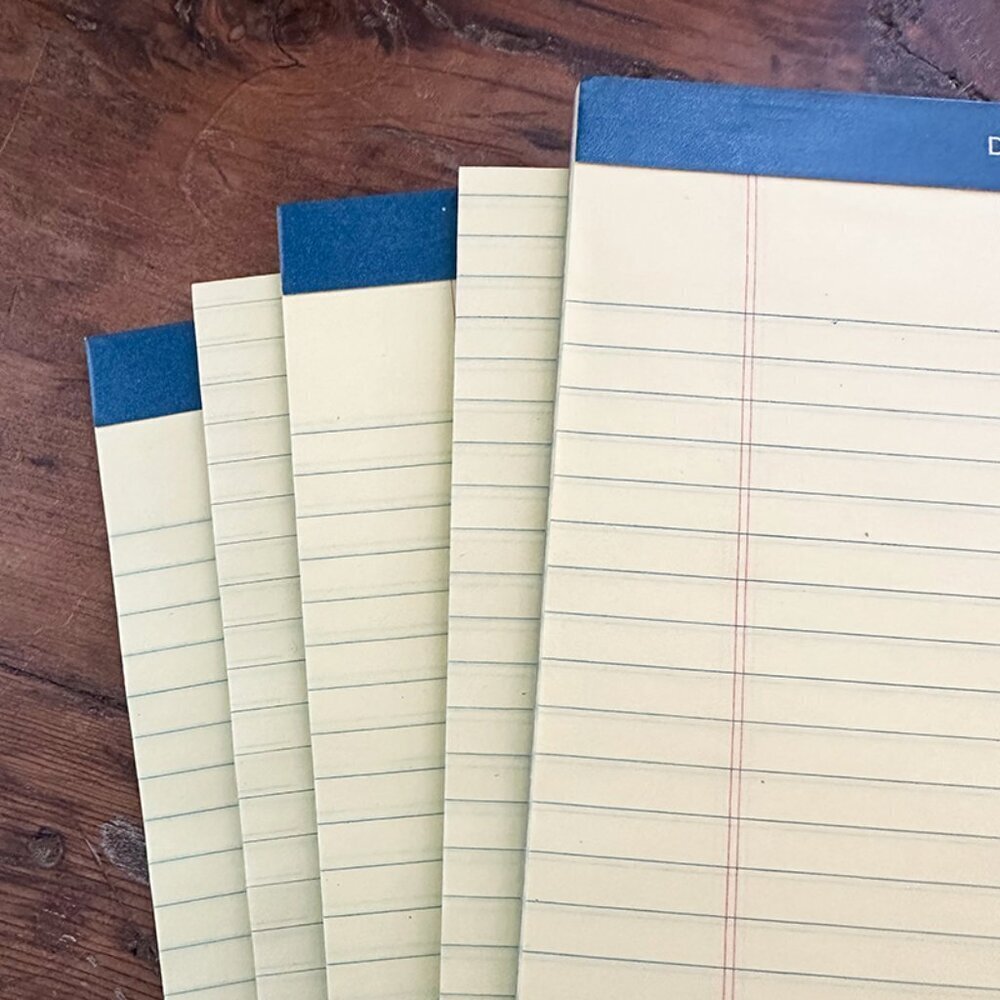 5 NEW Yellow Legal Pads 11" x 14"